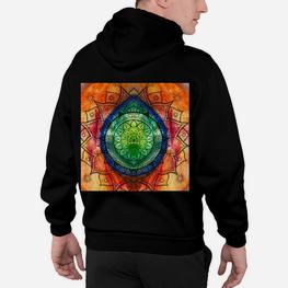 Mandala-Kunstdruck Schwarzes Hoodie, Buntes Geometrisches Design - Seseable