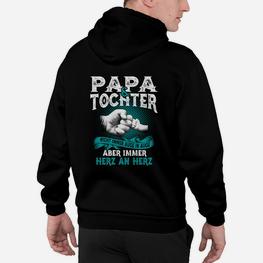 Papa Tochter Liebe Herz an Herz Schwarzes Hoodie, Familienliebe Design - Seseable