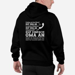 Ruf Oma An Lustiges Schwarzes Hoodie für Enkel - Seseable