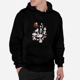 Comic-Tierparty-Design Schwarzes Hoodie, Witziges Motiv für Tierliebhaber - Seseable