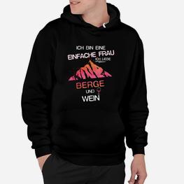 Damen Hoodie Berg- und Weinmotiv, Einfache Frau – Berge & Wein - Seseable