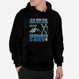 Humorvolles Skifahrer Hoodie, Herren, Liebe Skifahren & Bier - Seseable