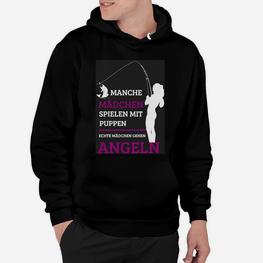 Lustiges Damen Angler-Hoodie, Echte Mädchen Gehen Angeln - Seseable