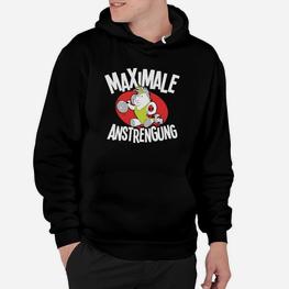 Schwarzes Hoodie 'Maximale Anstrengung' mit Comicfigur, Motivation - Seseable