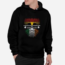 Schwarzes Hoodie mit Deutschland-Irland Wurzel-Motiv, Heimatliebe Spruch - Seseable