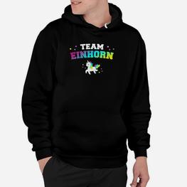 Team Einhorn Schwarz Hoodie, Buntes Einhorn-Motiv - Seseable