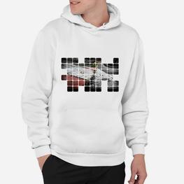 Distressed Karierte Flagge Herren Hoodie in Weiß, Motorsport Design - Seseable