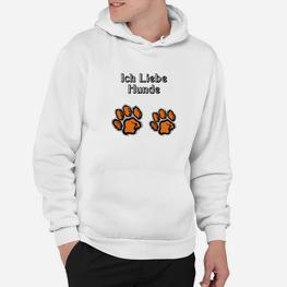 Hunde-Liebhaber Hoodie mit Pfotenabdruck, Ich Liebe Hunde Design - Seseable