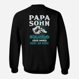 Papa und Sohn Hand in Hand Sweatshirt, Herz an Herz Design - Seseable