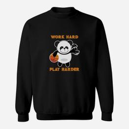 Arbeit Hart Spielen Hart Basketball Panda Sweatshirt - Seseable
