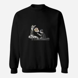 Astronaut Streumuster Herren Sweatshirt in Schwarz, Weltraum Design Tee - Seseable