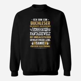 Bücherleser Fantasiewelt Schwarzes Sweatshirt, Buchliebhaber Tee - Seseable