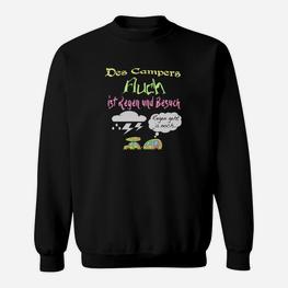 Camping-Themen-Sweatshirt: Campers Fluch – Regen & Besuch, Outdoor-Fans - Seseable