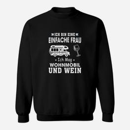 Camping und Weinliebhaber Damen-Sweatshirt, Einfache Frau – Wohnmobil & Wein - Seseable