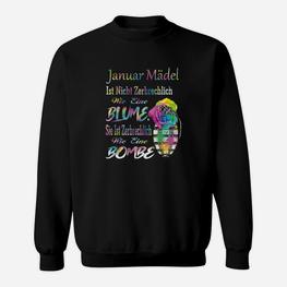 Januar Mädchen Sweatshirt Schwarz mit Blumen-Bombe Grafik - Seseable