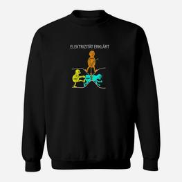 Lustiges Wissenschafts-Sweatshirt Elektrizität erklärt, Comic-Figuren Design - Seseable