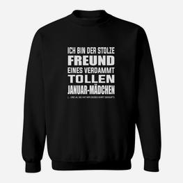 Schwarzes Sweatshirt für Männer, Aufschrift Januar-Mädchen Freund - Seseable