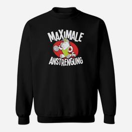 Schwarzes Sweatshirt 'Maximale Anstrengung' mit Comicfigur, Motivation - Seseable