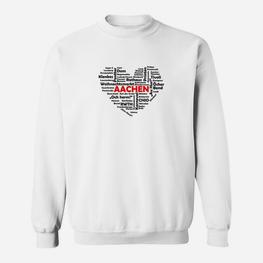 Aachen Stadt Silhouette Herren Sweatshirt in Weiß, Urban Design Tee - Seseable