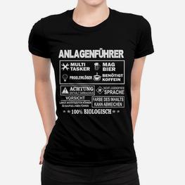 Anlagenführer Frauen Tshirt Schwarz, Multitasking & Sarkasmus, Bier & Kaffee - Seseable