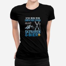 Humorvolles Skifahrer Frauen Tshirt, Herren, Liebe Skifahren & Bier - Seseable