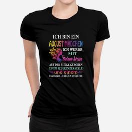 Personalisiertes August-Geburtstags-Frauen Tshirt mit Spruch und Blumen - Seseable