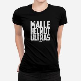 Schwarzes Frauen Tshirt MALLE HELMUT ULTRAS, Fanbekleidung für Urlauber - Seseable