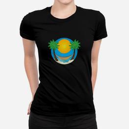 Tropisches Sonnenuntergang Palmen Herren Frauen Tshirt, Sommer Strand Design - Seseable