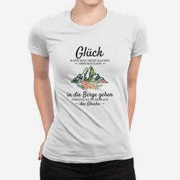 Bergliebhaber Frauen Tshirt Glück in die Berge gehen, Wanderlust Naturdesign - Seseable