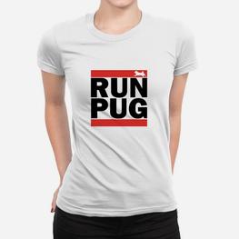 Run Pug Herren-Laufshirt, Sport-Design in Weiß Frauen Tshirt - Seseable