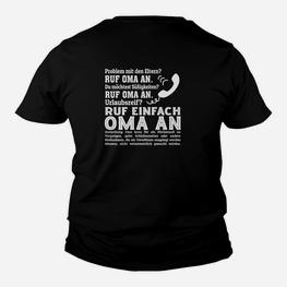 Ruf Oma An Lustiges Schwarzes Kinder Tshirt für Enkel - Seseable