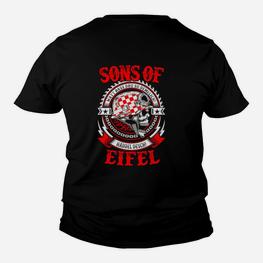 Schwarzes Sons of Eiffel Kinder Tshirt mit Schädel- und Motorrad-Motiv - Seseable