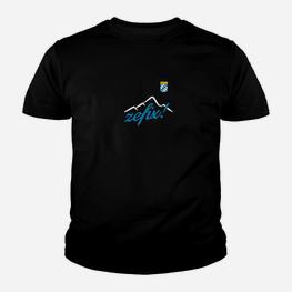Berg-Motiv Herren Kinder Tshirt Schwarz mit Logo-Aufdruck, Outdoor Bekleidung - Seseable