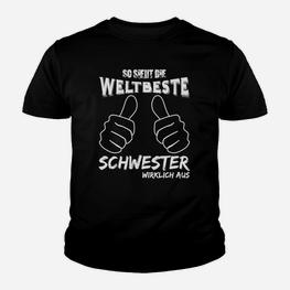 Beste Schwester der Welt Kinder Tshirt, Lustiges Daumen-hoch Design - Seseable