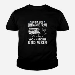 Camping und Weinliebhaber Damen-Kinder Tshirt, Einfache Frau – Wohnmobil & Wein - Seseable