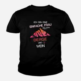 Damen Kinder Tshirt Berg- und Weinmotiv, Einfache Frau – Berge & Wein - Seseable