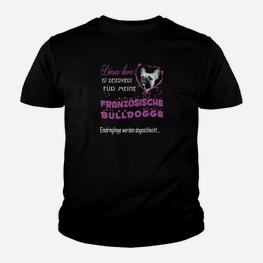 Französische Bulldoggen Liebhaber Kinder Tshirt, Schwarz mit Herz & Pfoten - Seseable