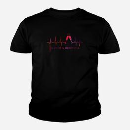 Herzfrequenz Schwarzes Kinder Tshirt mit Katzenmotiv, 'Ich sitze in meinem Herz' Design - Seseable