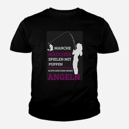 Lustiges Damen Angler-Kinder Tshirt, Echte Mädchen Gehen Angeln - Seseable