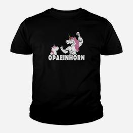 Opaeinhorn Kinder Tshirt in Schwarz, Lustiges Einhorn-Design - Seseable