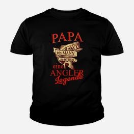 Papa Angler Legende Schwarzes Kinder Tshirt, Geschenk für Fischer - Seseable