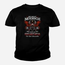Schwarzes Biker Kinder Tshirt Adlermotiv 1966, Lustiges Motorrad Tee - Seseable