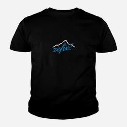 Schwarzes Kinder Tshirt mit Bergmotiv, Wanderlust Schriftzug - Seseable