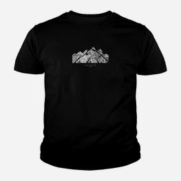 Schwarzes Kinder Tshirt Unisex mit Bergmotiv, Wanderlust Design - Seseable