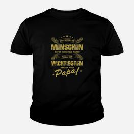 Schwarzes Kinder Tshirt Wichtigsten Menschen Nennen Mich Papa in Goldprint, Vatertags Tee - Seseable