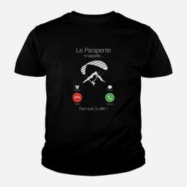 Schwarzes Paragliding Kinder Tshirt, Lustige Sprüche mit Gleitschirm - Seseable