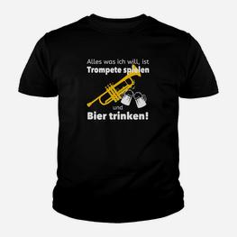 Trompeter Kinder Tshirt Lustig, Bier und Trompete Spielen Motiv - Seseable