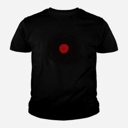 Vinyl Schallplatten Design Kinder Tshirt in Schwarz, Retro Musik Tee - Seseable