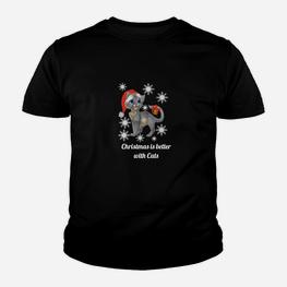 Weihnachtliches Katzenfreunde Kinder Tshirt - Christmas is Better with Cats - Seseable