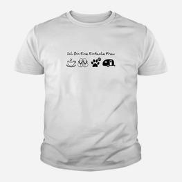 Lustiges Damen Kinder Tshirt Ich Bin Eine Einfache Frau - Katzen, Kaffee, Gaming Motiv - Seseable